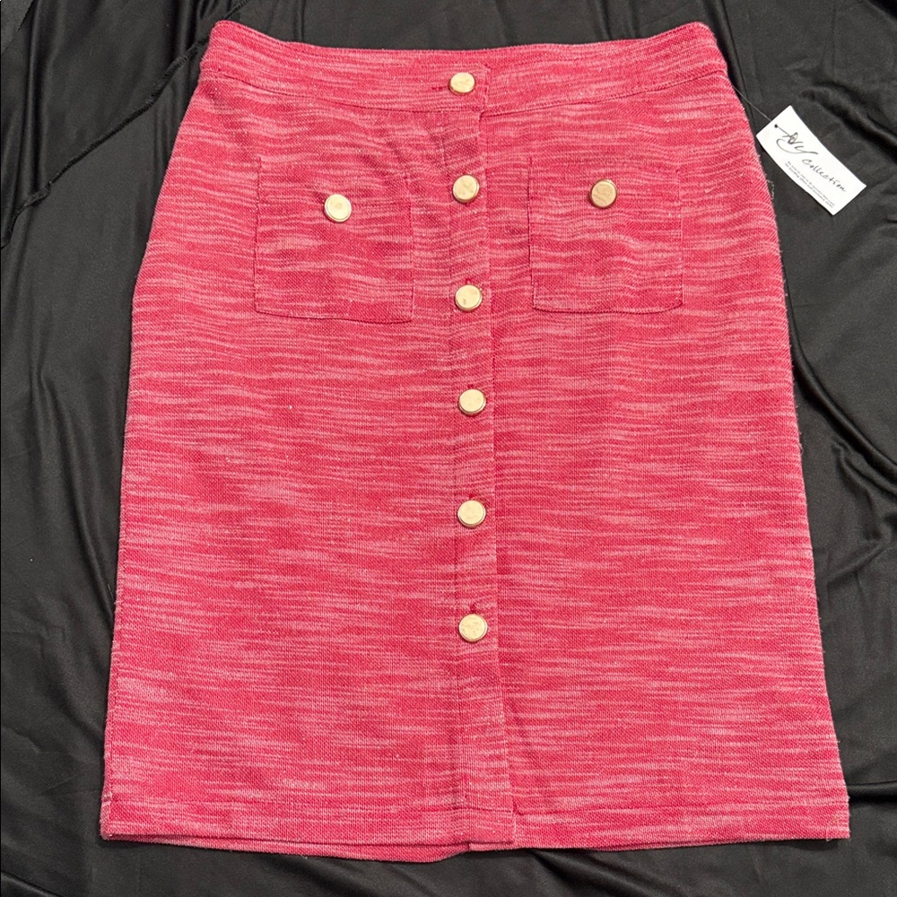 Women's Pink Button-Front Skirt
